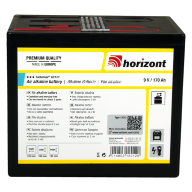horizont 9 V Alkaline-Batterie | turbomax® AB170 (9 V / 170 Ah)