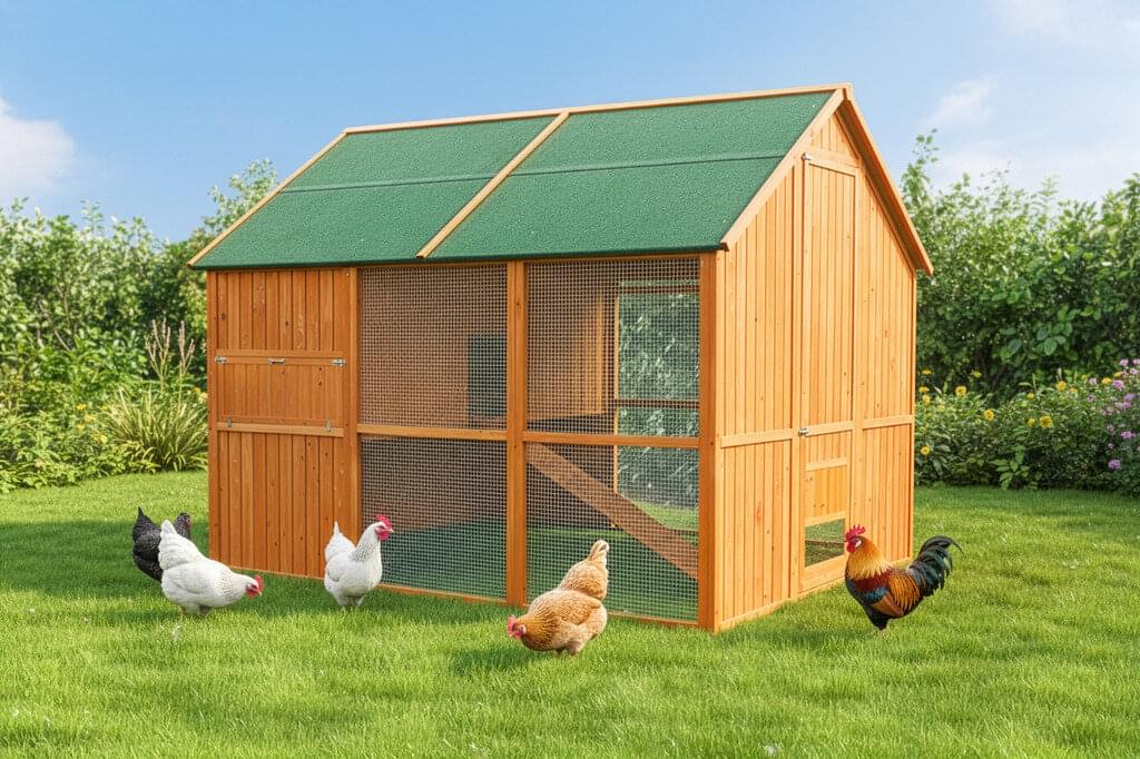  Chicken coop with covered outdoor area 